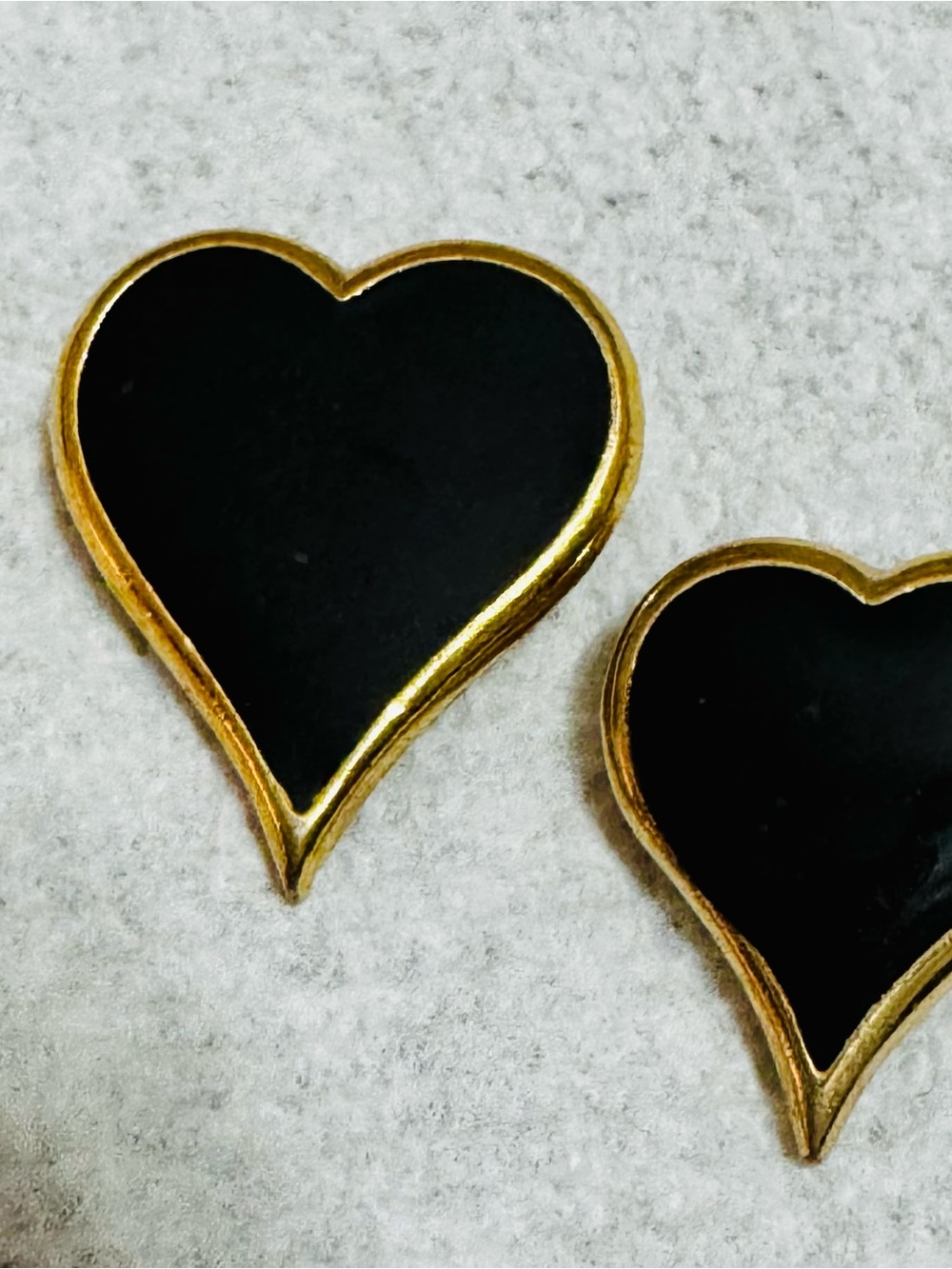 Vintage Gold-Trim Black Heart Pins - by Avon Women